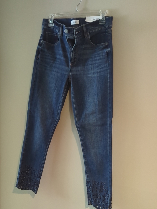 LOFT Denim - NWT- LOFT Dark Blue Modern Skinny Cropped Jeans with Laser-Cut Ankle - NWT